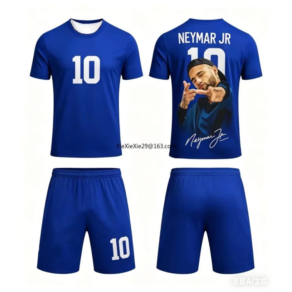 Hot Selling New AI 10 Inner Maldor Adult Football Short Sleeved T-shirt+shorts Set for Boys and Girls' Sports Training Clothes