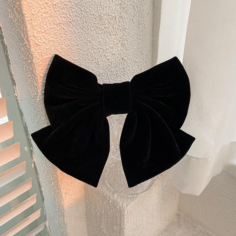 Темпераментная красная бархатная заколка для волос с большим бантом для женщин, модная ретро-заколка-бант для затылка, элегантные принцессные аксессуары для волос