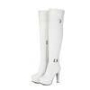 Women Platform Boots 2025 Long Heels Thigh High Boots Over the Knee Sung Fit Shoes Size 43 Black White Footwear