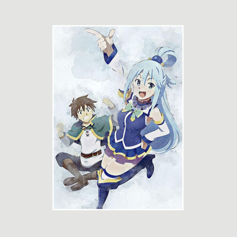 Vintage Anime KonoSuba Megumin White Paper Posters and Prints Bedroom Bar Cafe Decoration Mural  Retro Wall Art Painting Home Decor