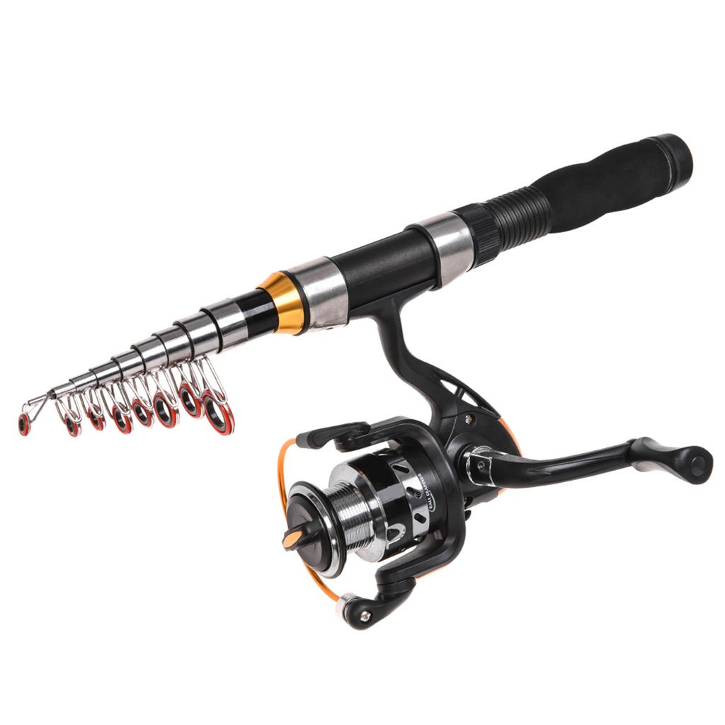 Портативный спиннинг и катушка в комплекте Телескопический спиннинг Удилище Набор катушки Леска Приманки Крючки Бочонки вертлюжки с