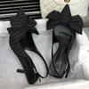 Fashion Striped Bow Design High Heels Women Sexy Pointed Toe Slingbacks Heeled Sandals Summer Comfort Elegant Women Pumps Office Shoes