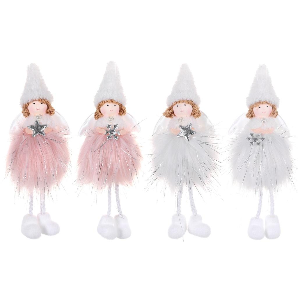 2025 New Year Gift White Pink Christmas Angel Doll Tree Ornament Xmas Decoration for Home Natal Navidad Cute Holiday Gift Decor