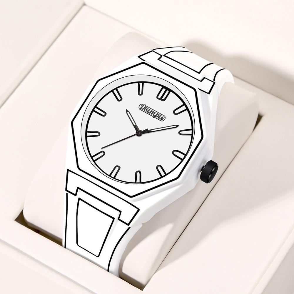 Trend Line Watch Comic Student Two Dimensional Quartz Watch Art Design Personality Watch Trend Watch