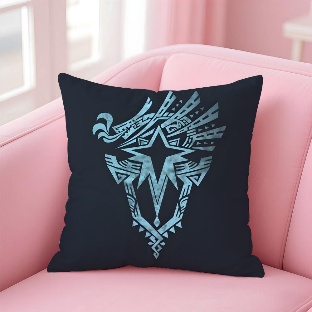 Game Adventurous MMonster HHunter WWilds Cushion Cover Pillow Case Soft Skin Friendly Fabric Comfort Concealed Zipper