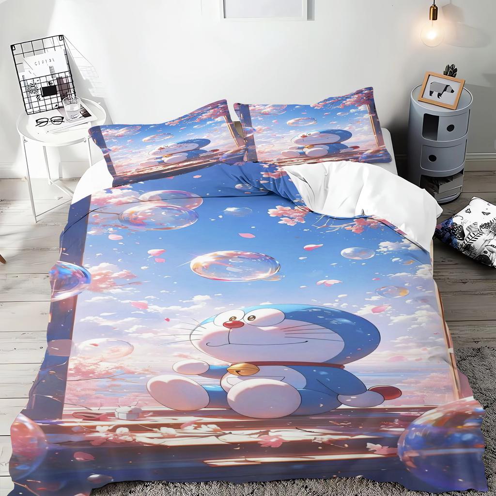 Blue Robot Cartoon Duvet Cover Home Pillowcase Set Adult Bedroom Children Comforter Bedding