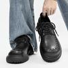 Men's Thick Soled Leather Shoes Personalized Minimalist Design Style Work and Office Height Increasing Casual Shoes