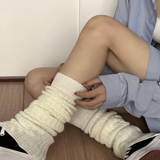 Knitted Scalloped Leg Warmers Women Cute Ribbed Scrunch Slouch Leg Warmers Retro Warm Winter Leg Sleeves for Party Dating Wear