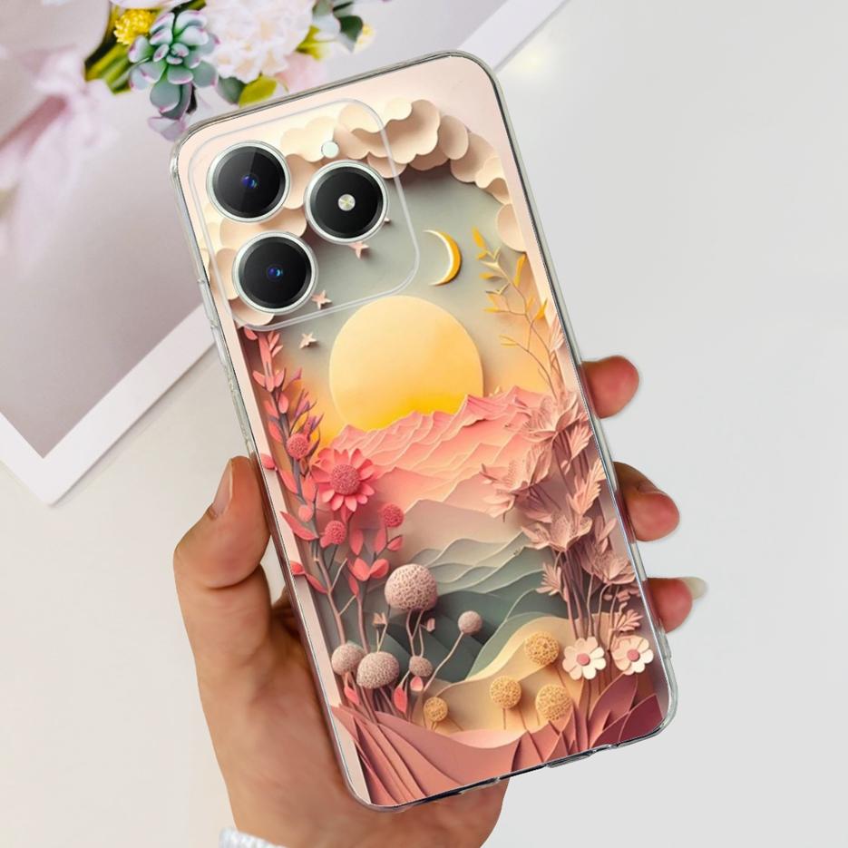 For Realme C61 Case RMX3939 Cute Panda Cartoon Painted Cover Soft Slim Phone Case For Realme C63 C 61 RealmeC61 RealmeC63 Bumper