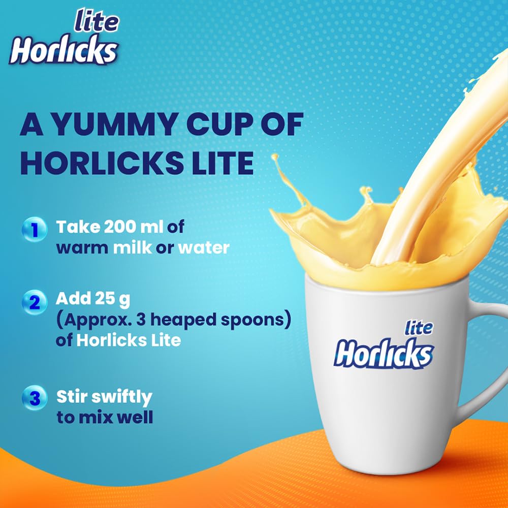 Horlicks Lite 1 кг Мальтовый вкус Питательный напиток для активных взрослых с высоким содержанием белка и без добавленного сахара