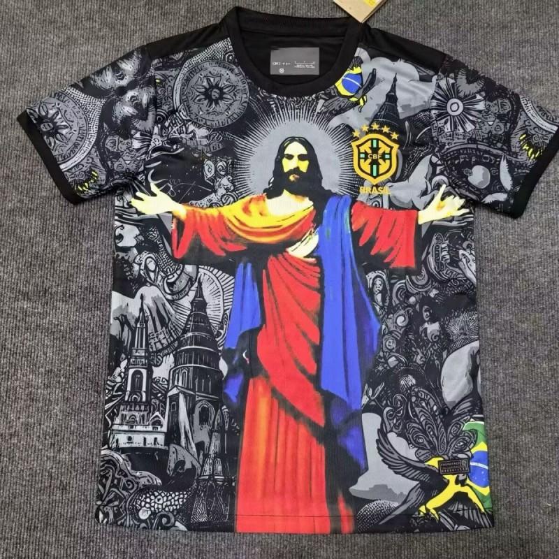 Brazil National Team Soccer Jersey Men Women Short Sleeve Training Match Shirt Breathable Sportswear