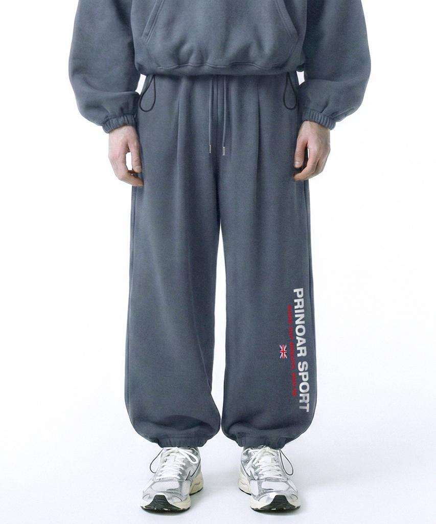 PRINOAR Sports String Single-Pleat Wide Pants - Blue-Gray