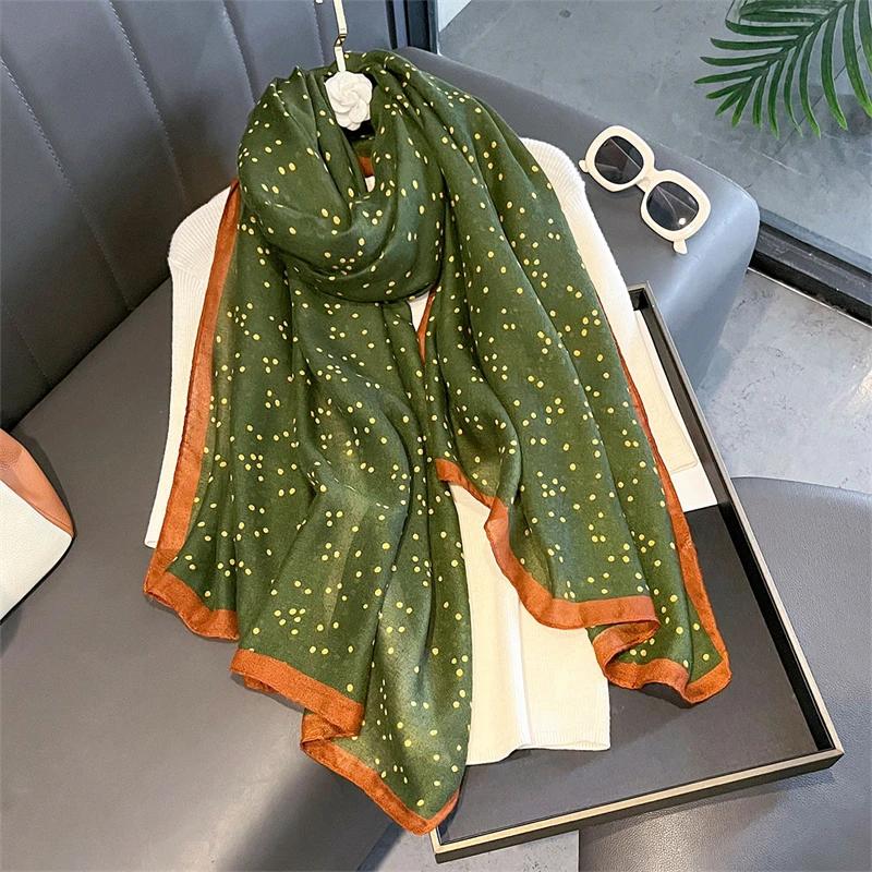 New Spring Women Cotton Scarf Beach Hijab Shawls and Wraps Luxury Brand Flower Female Foulard Echarpe Designer Bandana