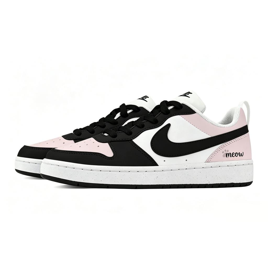 Nike Court Borough Meowth Heartbeat Low top Skateboard Shoes Unisex Black Pink DV5456-131(Team529-)