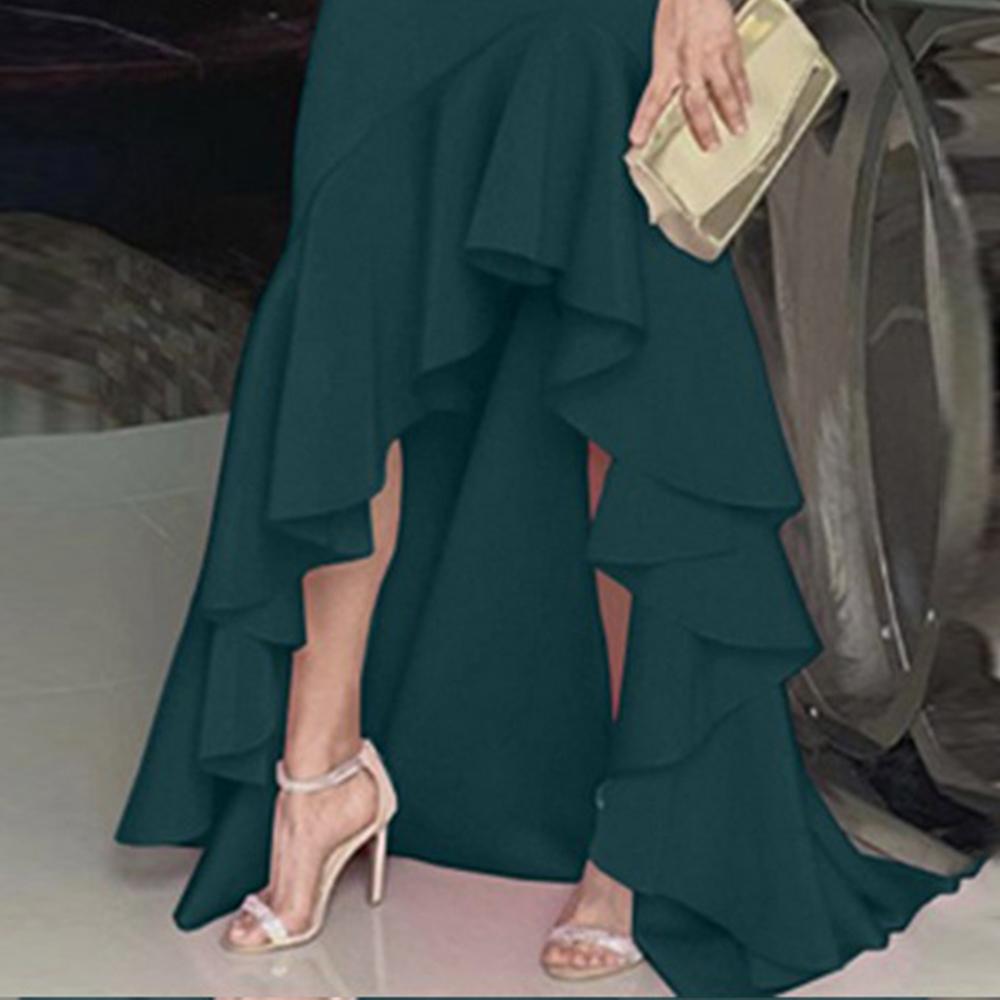 Женское сексуальное платье макси с v-образным вырезом и рюшами, вечернее коктейльное платье