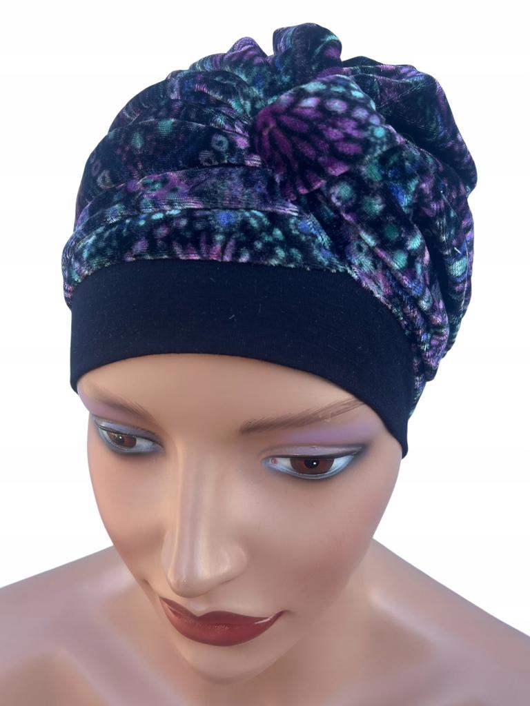 Ela 502 Women' Turban Fashionable Warm Velvet Cap Soft Draped