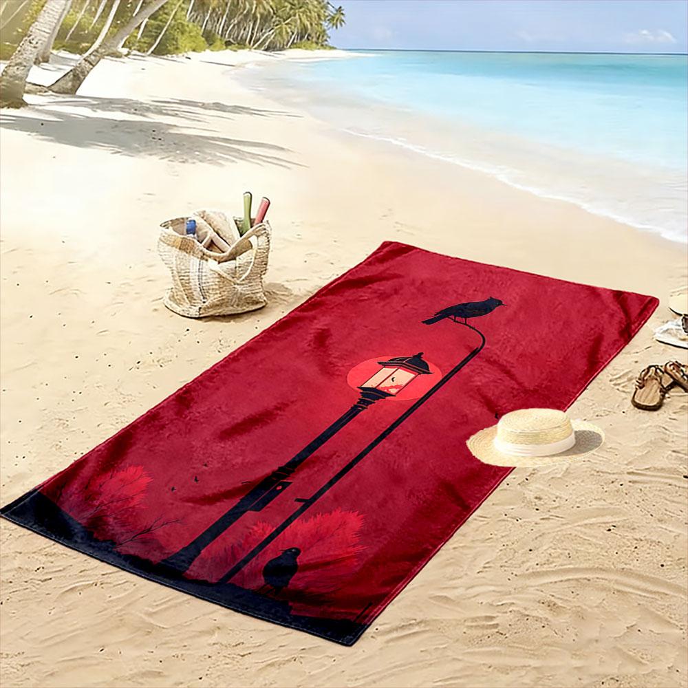 Midnight birds serenade Print beach towel, quick drying, suitable for travel, outdoor sports, jogging, the beach and swimming, gift