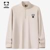 Velvet thermal long-sleeved T-shirt with half zipper base, half high neck, winter trendy brand, unisex
