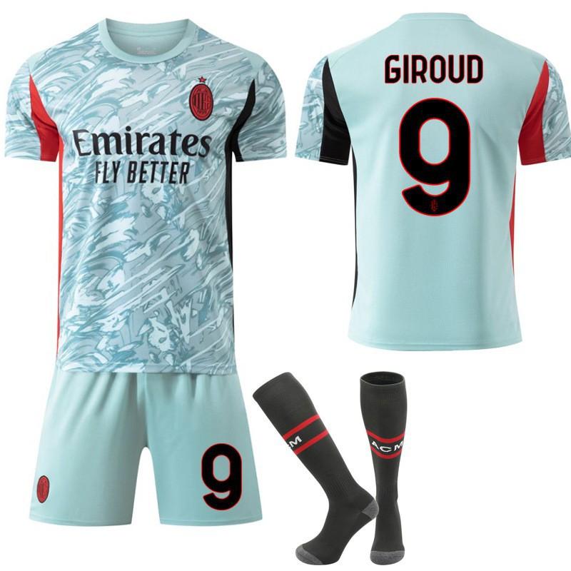 Kids AC Milan Football Jersey No.10 Leo Felix Sports Jersey 2526 Away Club Breathable Blue Black Youth
