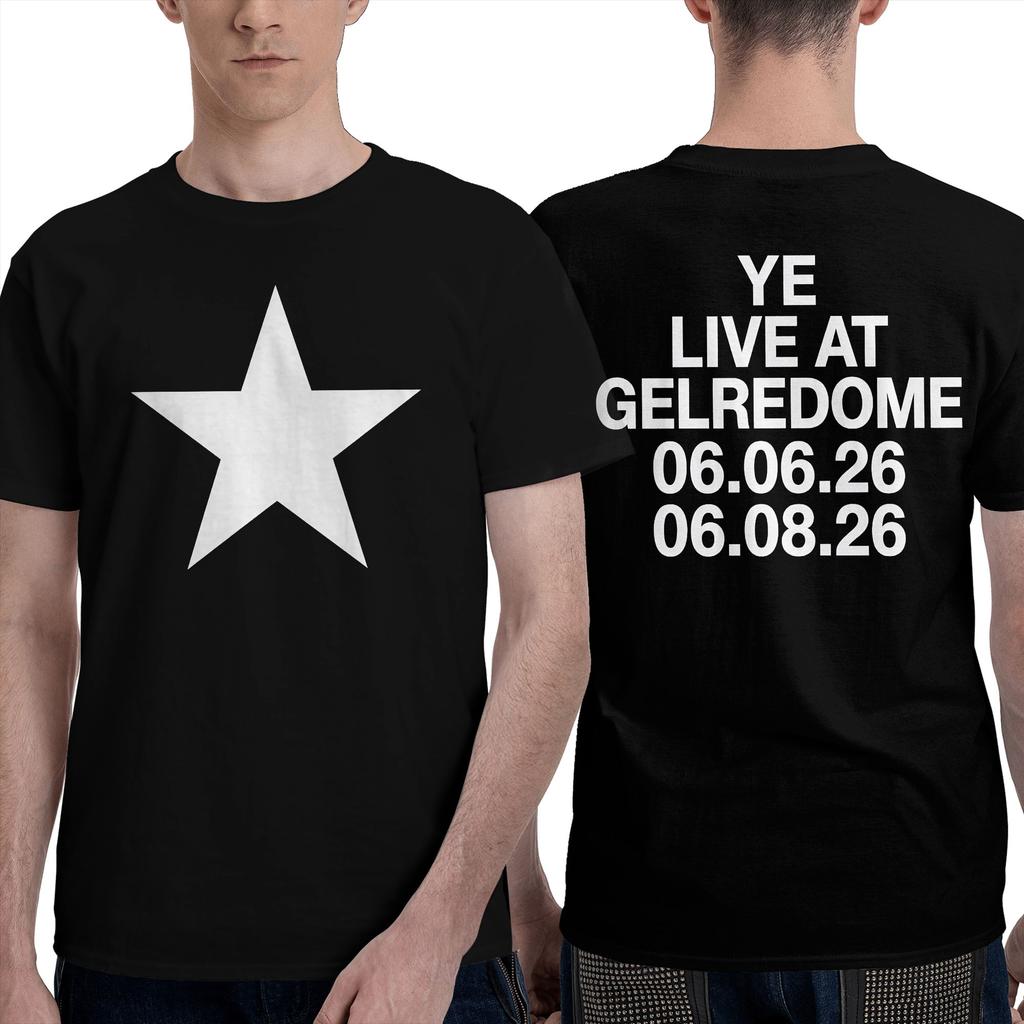 Kanye West Live At Gelredome 2026 Tshirts Men Leisure 100 Cotton Tees Round Collar Short Sleeve T Shirt 4xl 5xl 6xl Clothing