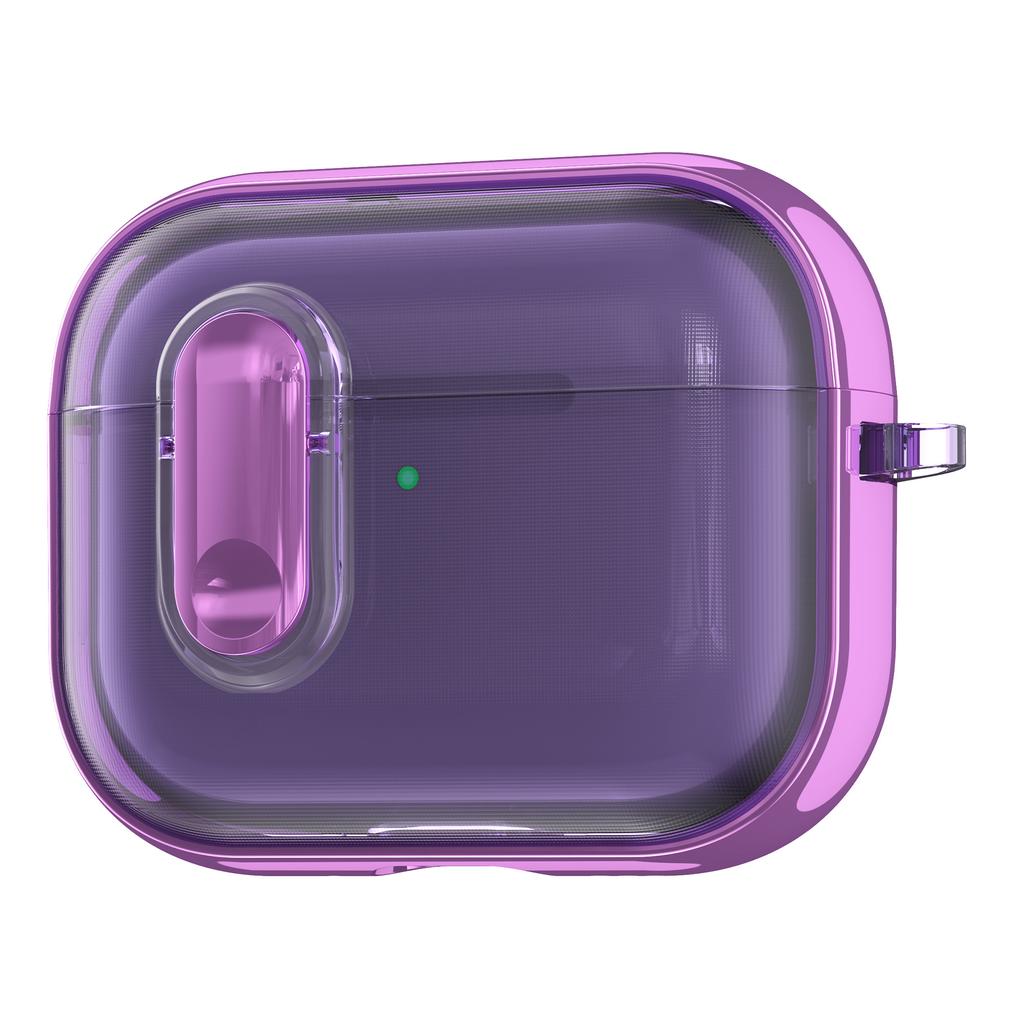 For AirPods Pro 3 Case Clear Electroplated TPU PC Earbuds Cover with Lock Clasp / Carabiner