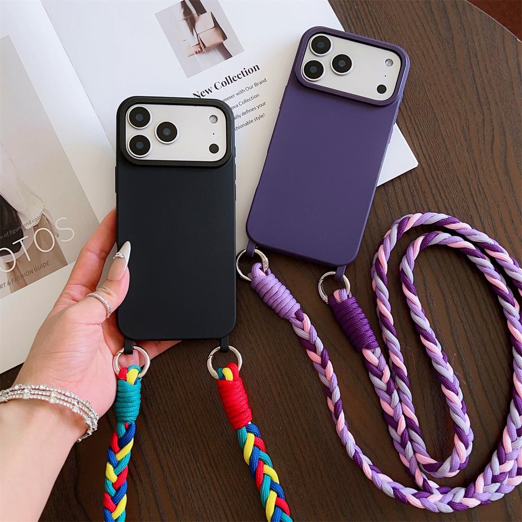 Кросс-боди чехол для телефона конфетного цвета для IPhone для IPhone 17 Air 16 15 14 Plus 13 12 11 Pro Max X XR XS Мягкий силиконовый чехол