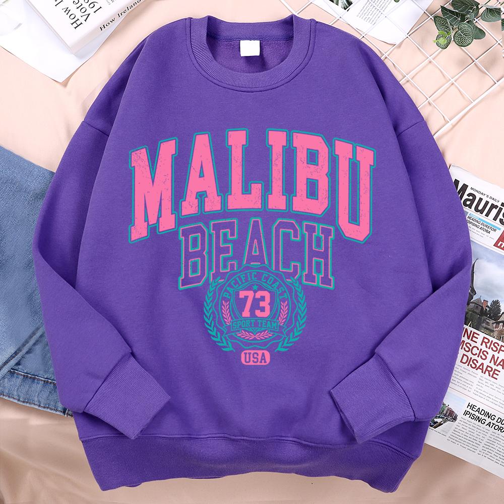 Худи Malibu Beach Usa 73 Мужская Женская Свободная Толстовка Креативность Круглый Вырез Толстовки Уличная Мода Оверсайз Худи Пара Спортивная Одежда