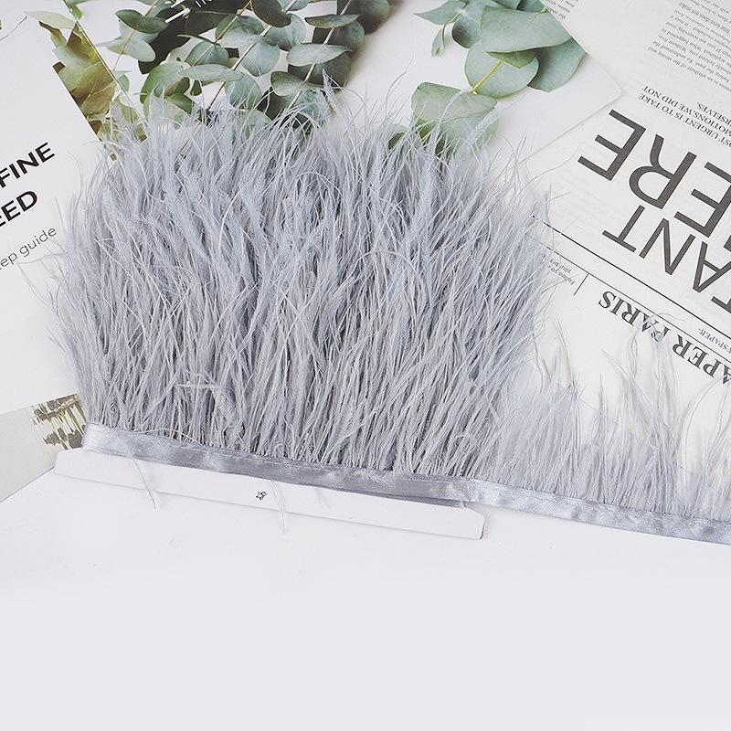 8-10Cm Ostrich Feather Wedding Dress Diy Performance Clothing Accessories Feather Tassel Including Webbing