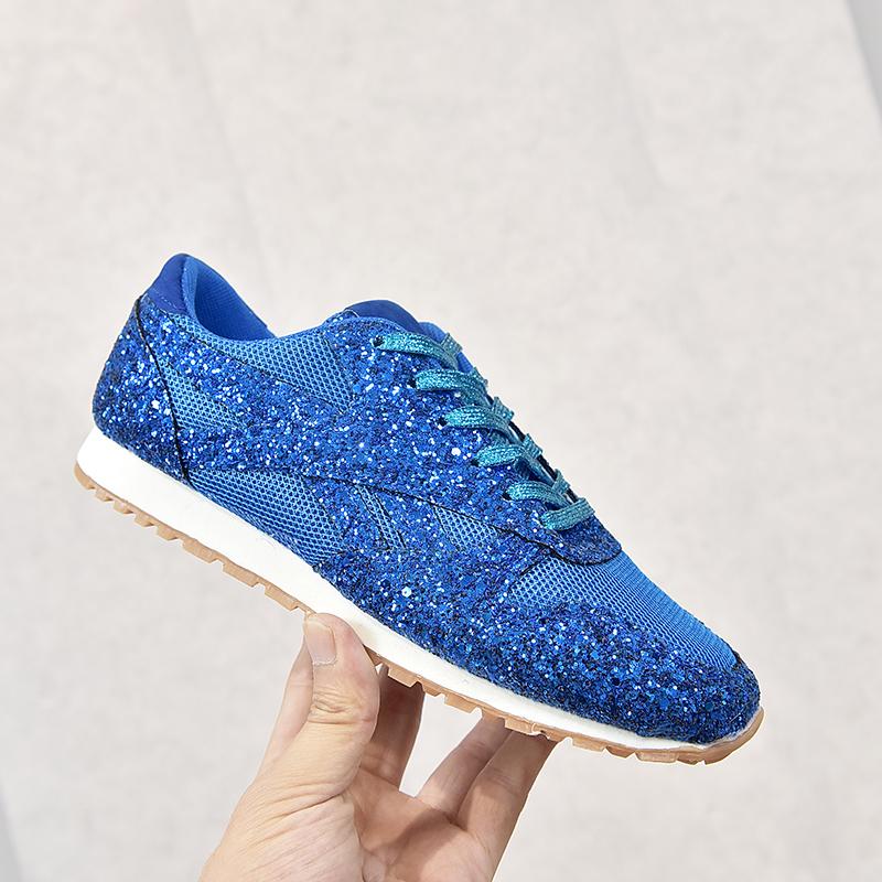 Fashion New Fashion Women Glitter Sneakers Casual Bling Vulcanized Shoes Female Mesh Lace Up Platform Comfort Fashion Shoes Plus Size 43
