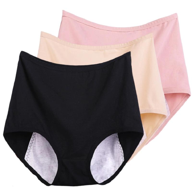 3Pieces/Lot Ladies' Panties Menstrual Leak-proof Underwear Physiological Pants Women's Briefs Plus Size XL XXL 3XL 4XL 5XL 6XL