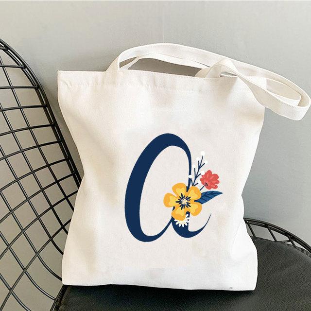 Алфавит Цветочный дизайн Литературные книги Сумка Многоразовая сумка для покупок Женские парусиновые сумки на ремне Модные женские сумки Повседневные сумки