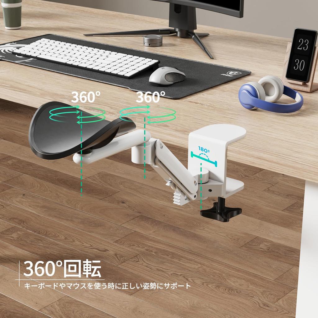 GIBBON MOUNTS Подлокотник для руки Регулируемое запястье Уменьшает усталость руки Локоть Ладонь Белый подлокотник, стол, подставка, высота, подставка, многоугловое вращение,