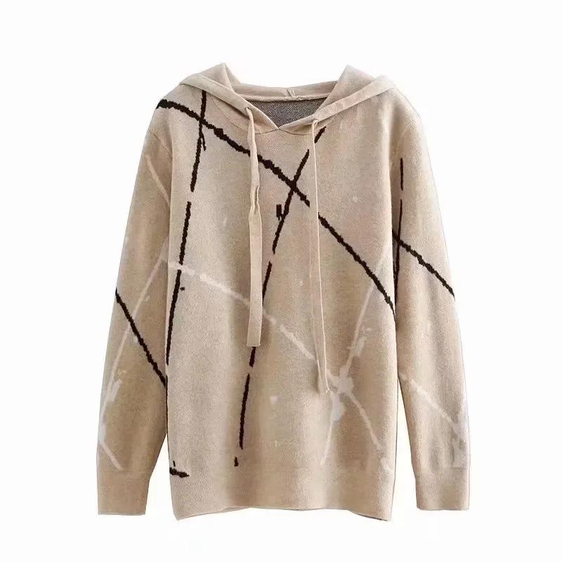 Autumn 2025 Women's European & American Style Hooded Core-Spun Yarn Pullover Sweater