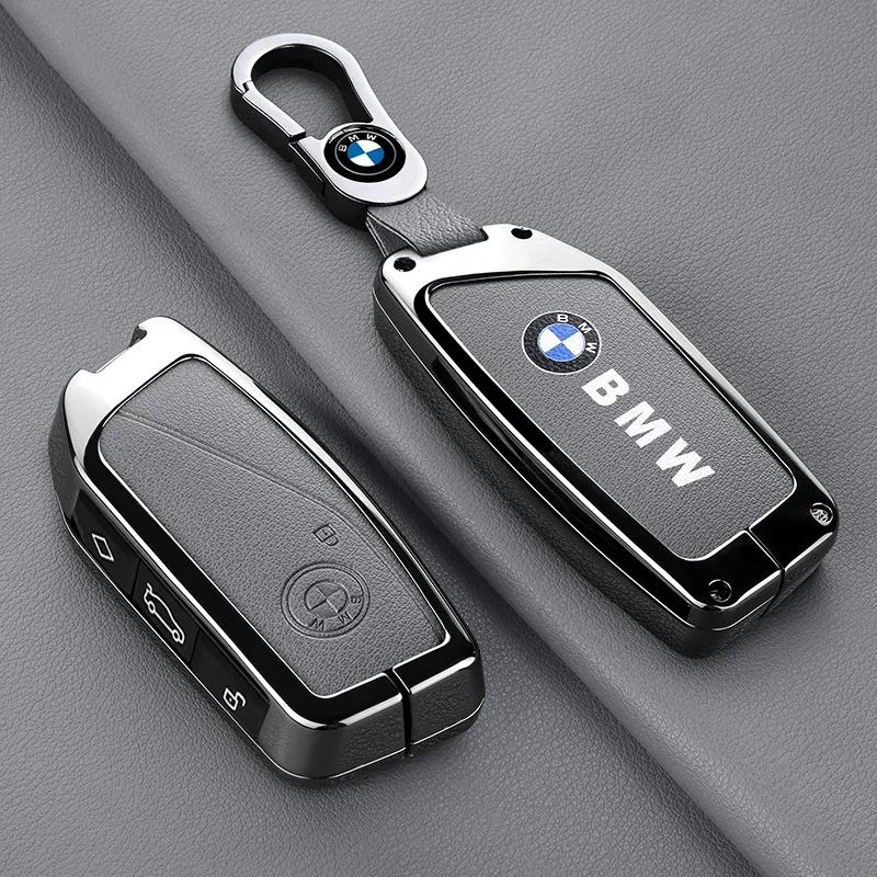 Car Sticker Hot 2025 Genuine Leather Car Remote Key Case Fob Cover Keychain ring For BMW I7 X7 G07 LCI I20 U11 IX X1 7 Series G7