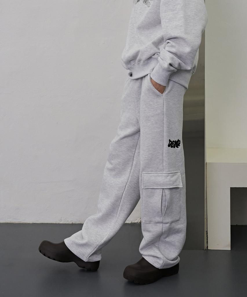 DEMADEN Demd Side Pocket Cargo Wide Sweat Pants Gray
