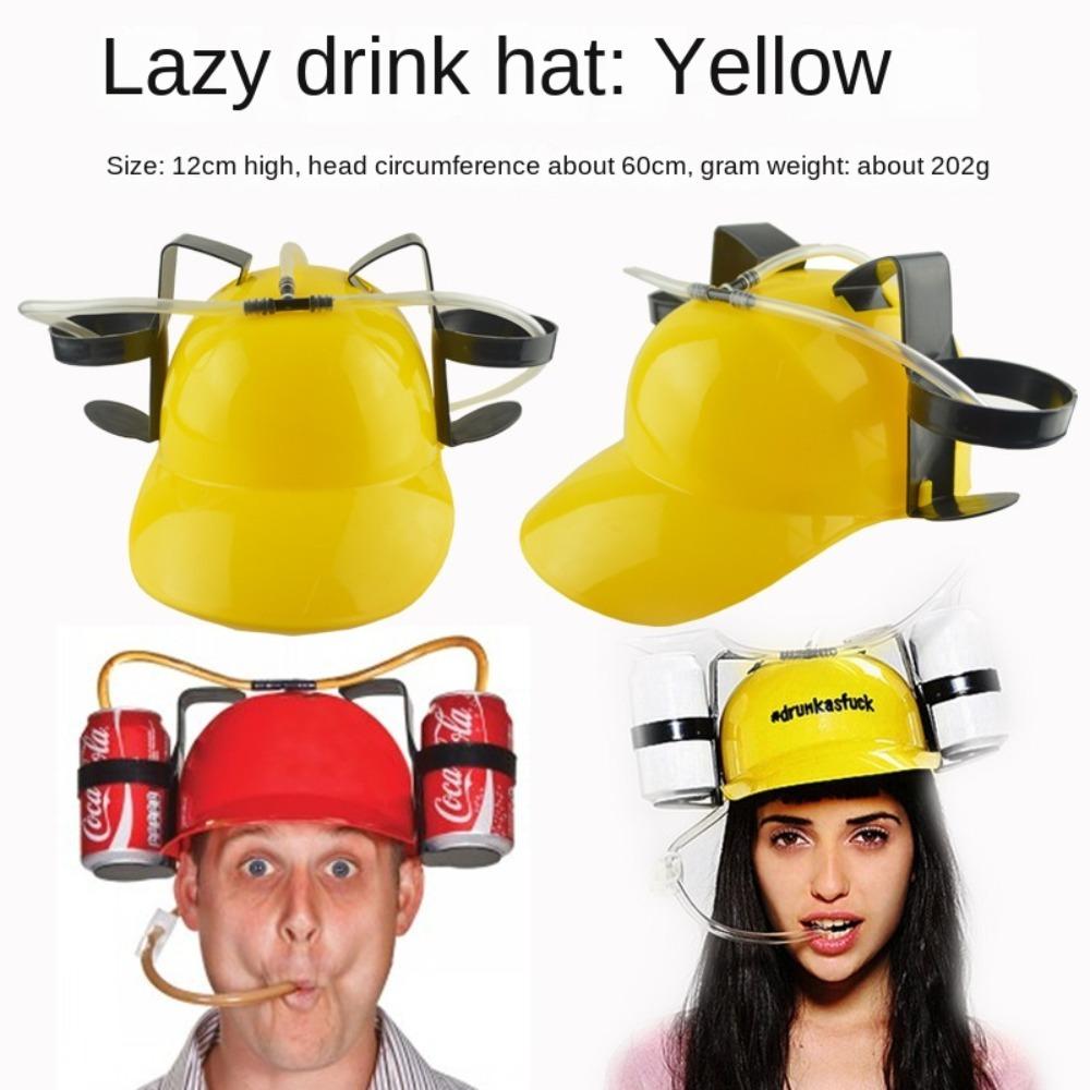 With Straw Outdoor Beer Hat Hat Type Drinking Helmet Trendy Beverage Helmet Headgear