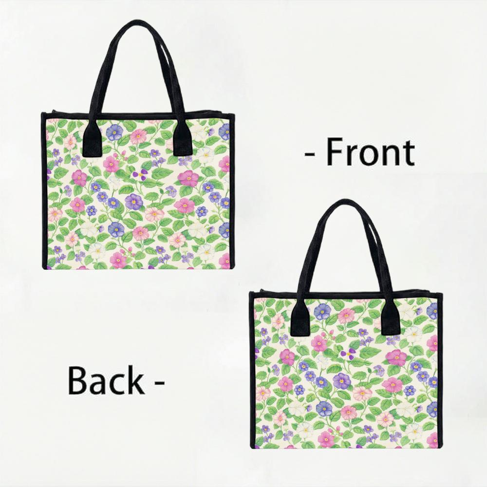 Floral Print Tote Bag Fashionable Large Capacity Daily Shopping Handbag for Women Casual Outdoor Travel Shoulder Bag