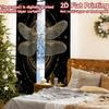 2pcs, 2D FLAT PRINTING Curtains (Without Rod) Golden Dragonfly Holiday printed curtains Semi-Sheer Curtains Outdoor Decorations