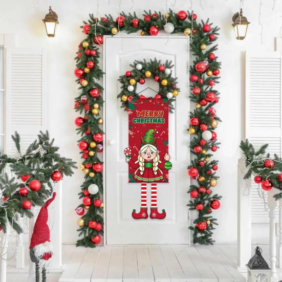 Christmas Flags Door Banner Xmas Element Foldable Easy To Hang Create Festive Atmosphere Home Decoration