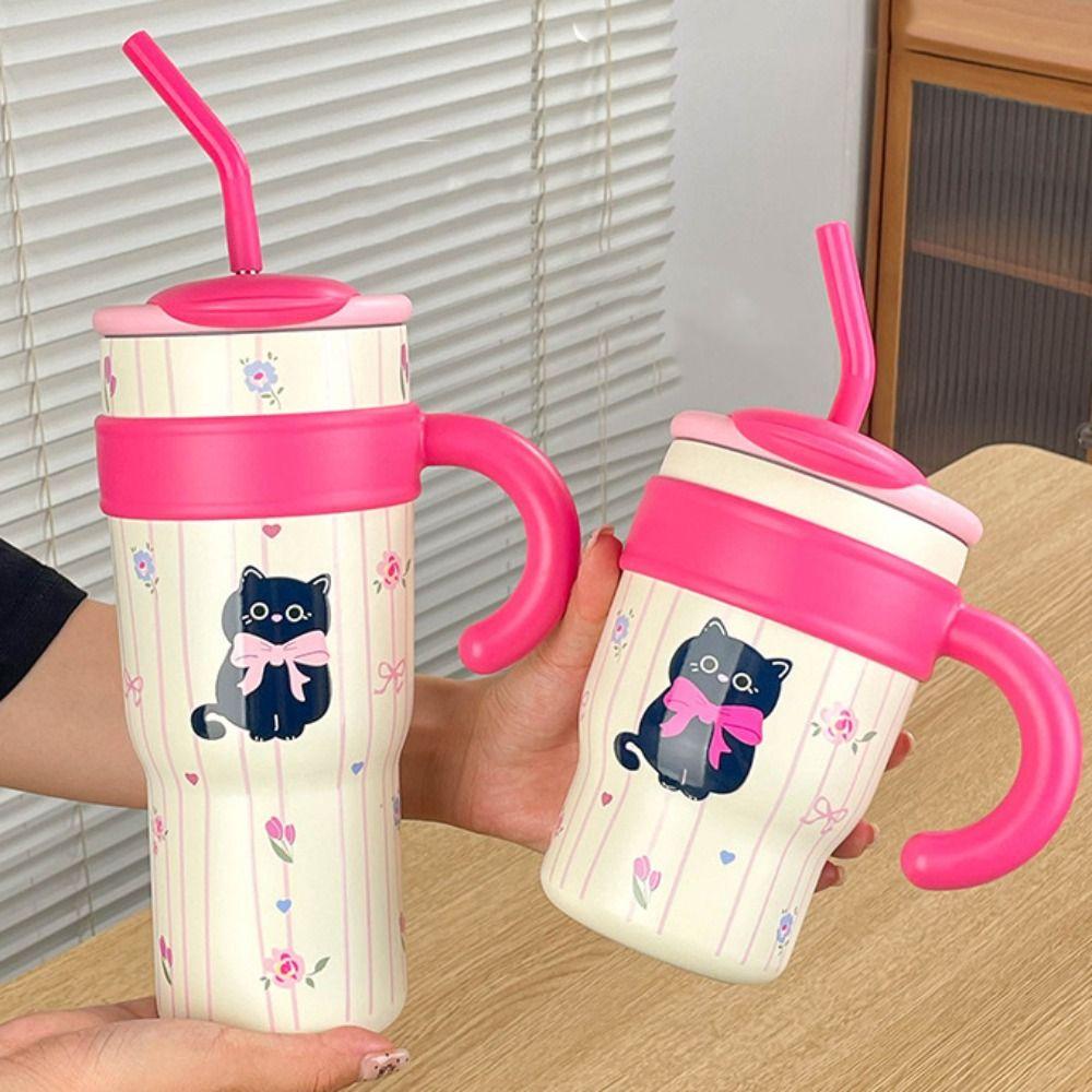 Stainless Steel Cat Thermos Cup Portable Coffee Mug Fashion Insulation Cup  Office