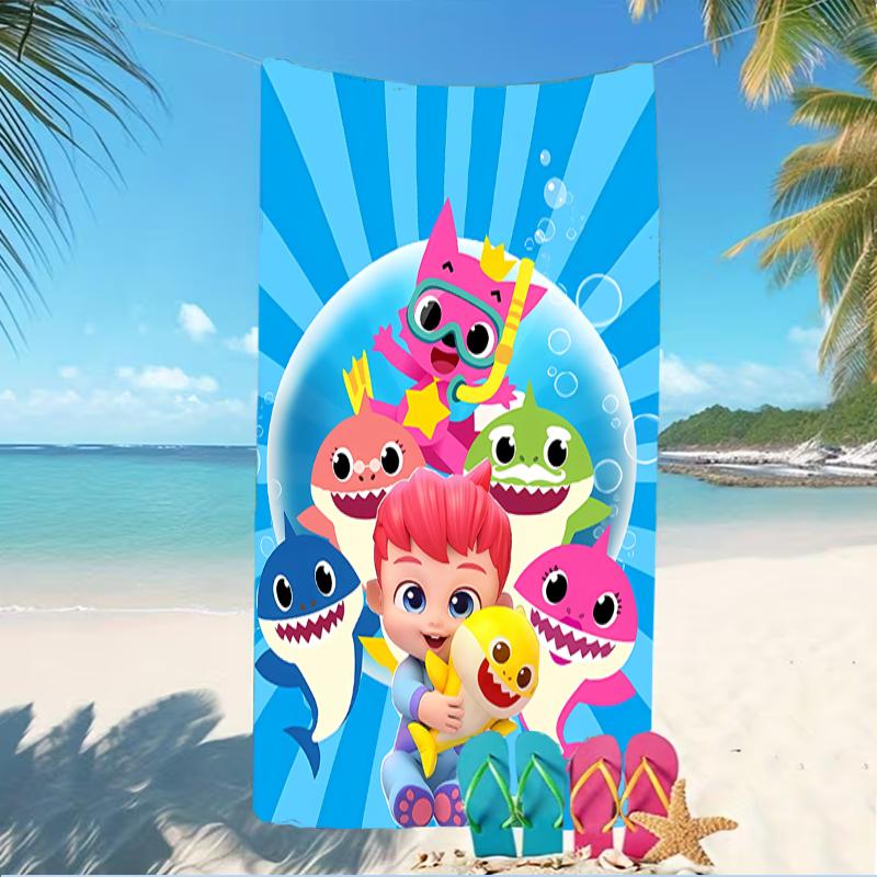 Beach Towel with B-Baby Shark Pattern - soft,absorbent,machine washable Lightweight&Modern,swimming,Travel Essentials