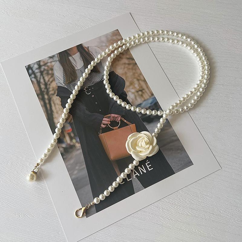 Жемчужная цепочка на талию для женщин Декоративные цветы Тонкий пояс-цепочка для женщин Юбка Повседневная Сладкий ветер