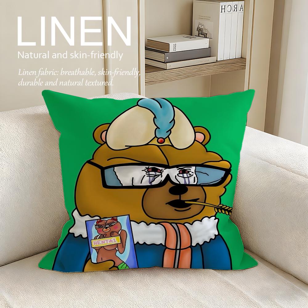 Cute Bobo the Bear Cushion Cover Pillowcase Set Pcs x x Breathable Washable Sofa Cushion Cover