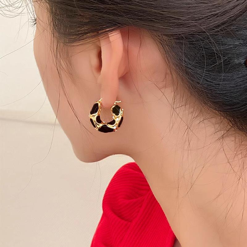 Enamel Hoop Earrings for Women Statement Ear Buckle Creative Jewelry Gifts