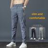 Мужские летние легкие прямые брюки Ice Silk Elastic - дышащие, быстросохнущие, свободного кроя, модные и универсальные длинные брюки