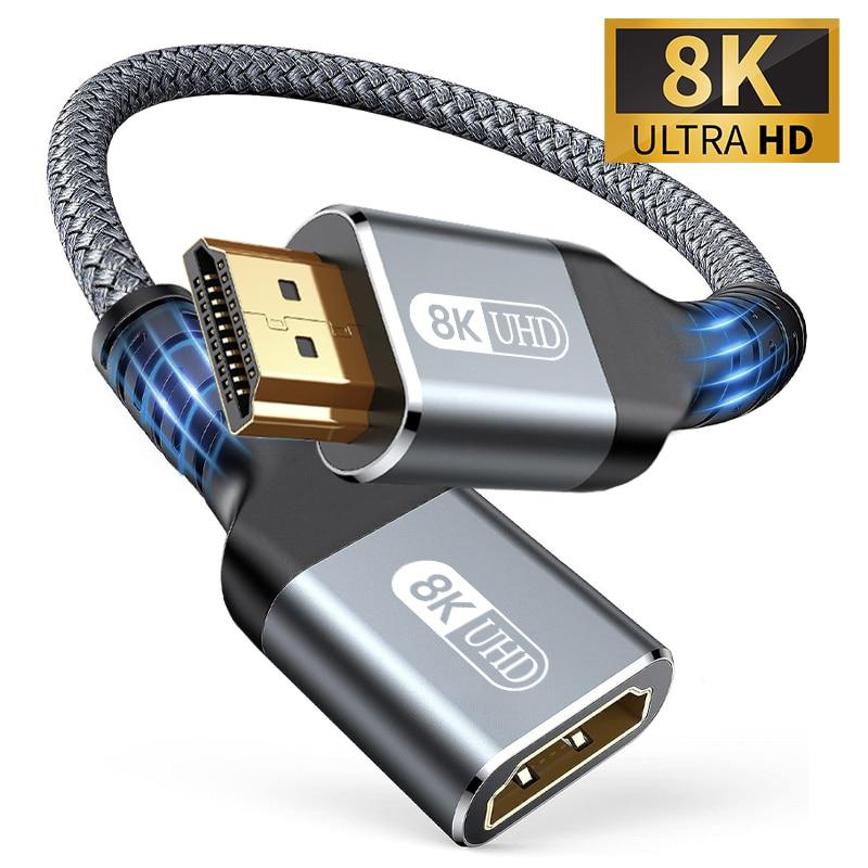 HDMI 2.1 8K Кабель Папа-Мама HDMI Удлинитель Плетеный Шнур 8K@60Hz 4K@240Hz Адаптер-Удлинитель для Roku TV PS5 HDTV Blu-ray