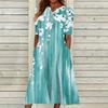 Women's Summer Casual Printed V-Neck Short-Sleeve Swing Dress