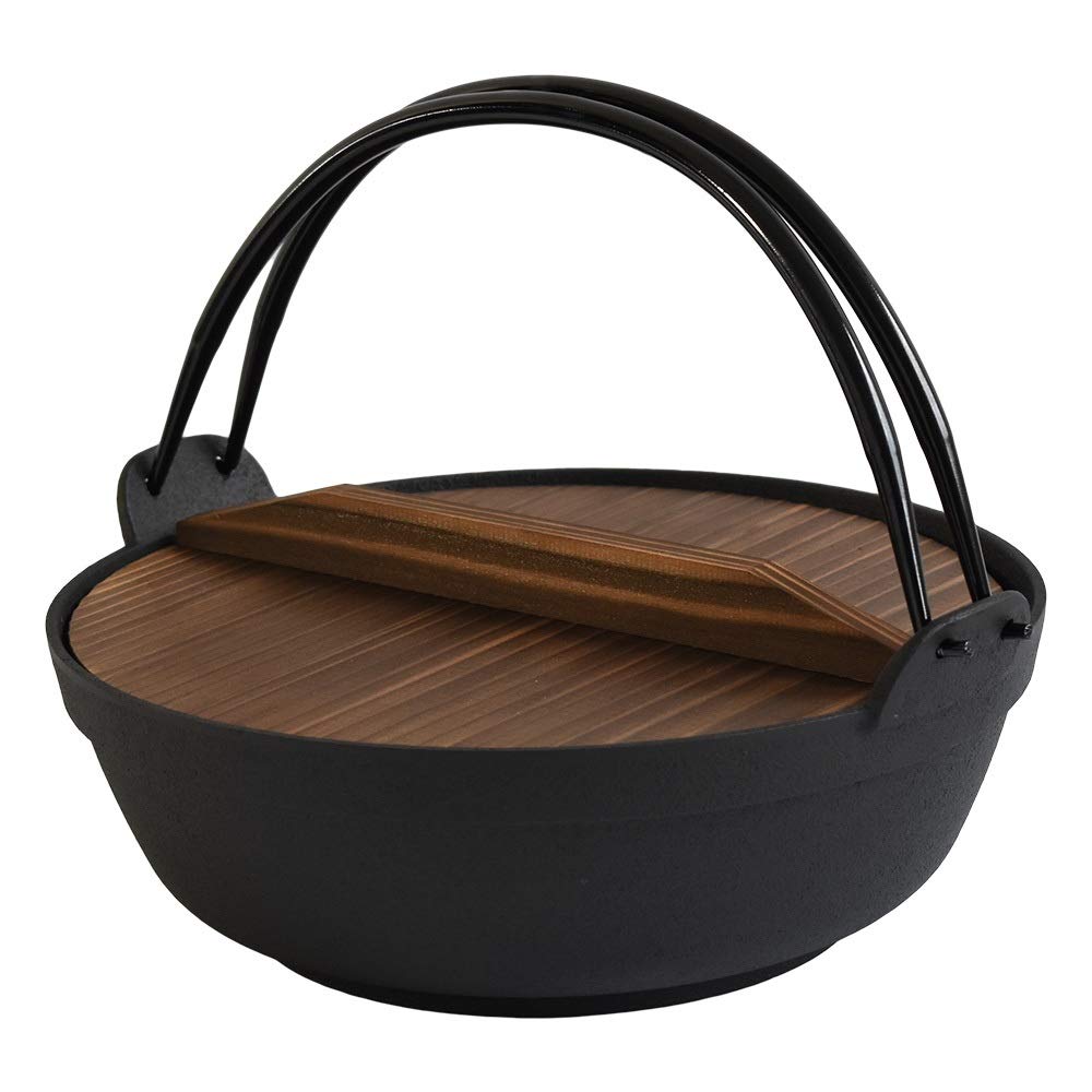 Nanbu Ironware Irori 9 Внутренний диаметр очага Nanbu с деревянным круглым железным IH-совместимым горшком, дюймы, Горшок, 270 мм, Железные изделия, лоза, крышка, горшок, горшок,