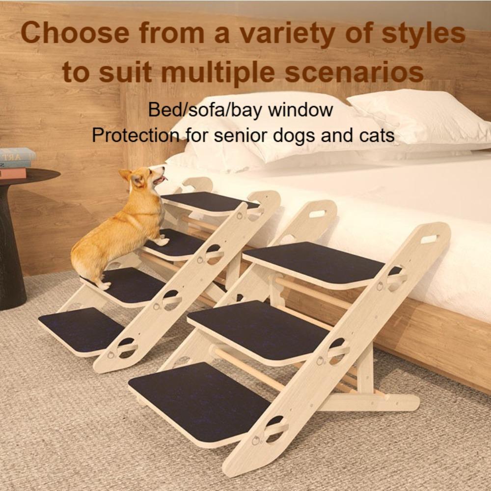 Wooden Foldable Pet Ramp Universal Safety Ramps for Small Dogs Cats Easy to Carry Multifunctional Pet Climbing Ladder