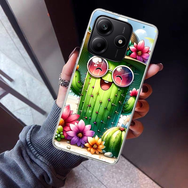 Cartoon Plant Cactus Phone Case For Xiaomi Redmi Note 15 14 14S 13 12S 12 Pro Plus 11S 11 10S 10 4G Cover 11E 11T 5G Print Funda